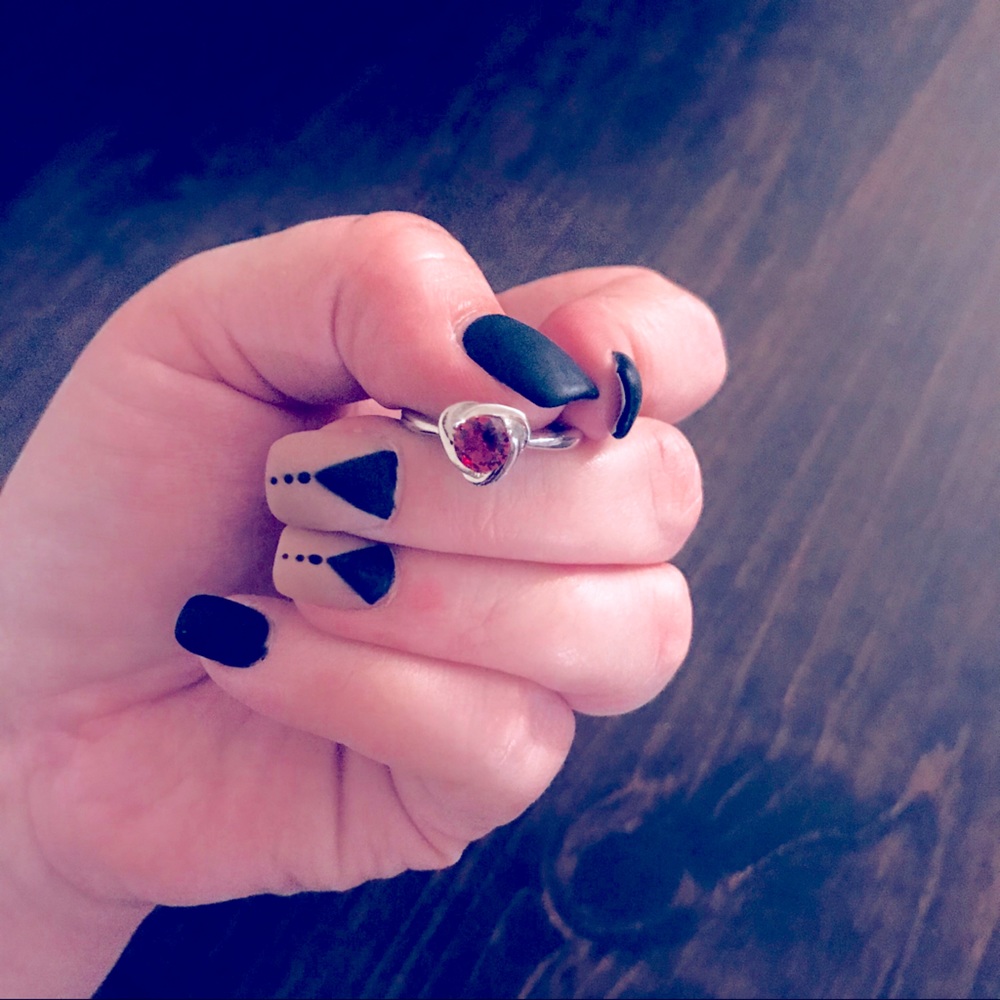 💕Glam Round Pink Rose Zircon Stone Silver  Ring💍